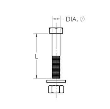 Nut bolt washer set for ISO F flange - stainless steel