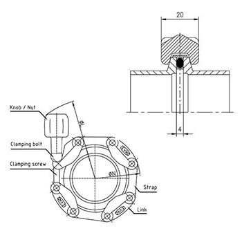 Chain clamps, DN 16-63, Light, Aluminum/Metal