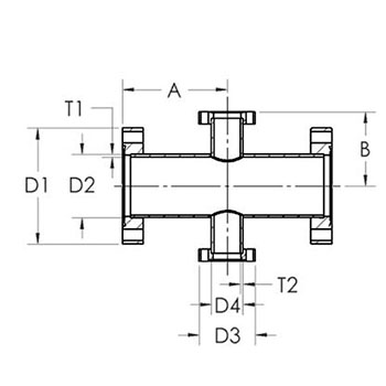 4-way reducing cross fixed - stainless steel