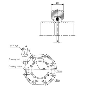 Chain clamps, DN 16-63, Standard, Aluminum/Metal