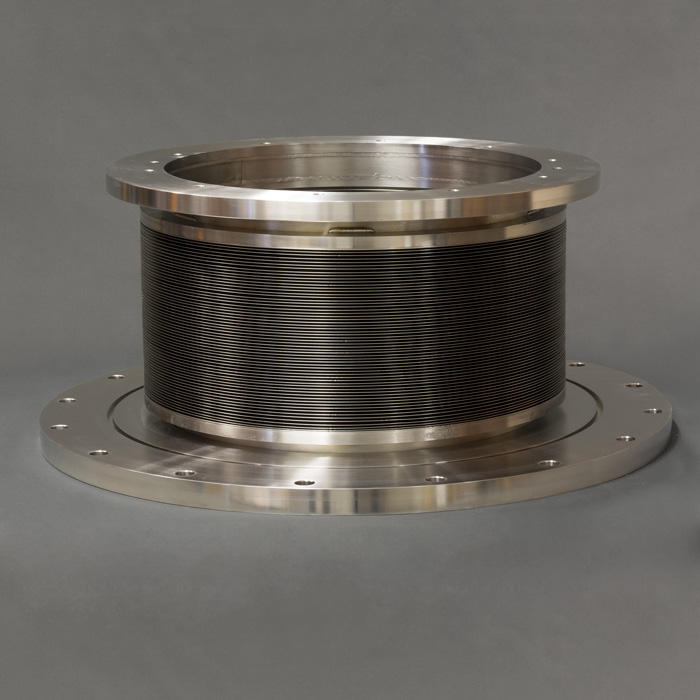 Large diameter welded bellows with reduction